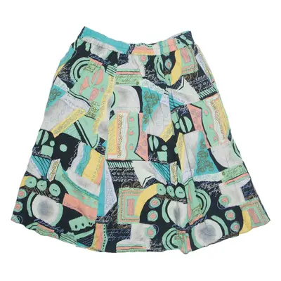 Womens A-Line Skirt Blue Knee Length Viscose Crazy Pattern L