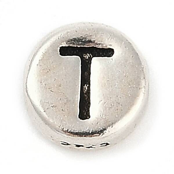 925 Sterling Silver Flat Round with Letter Beads