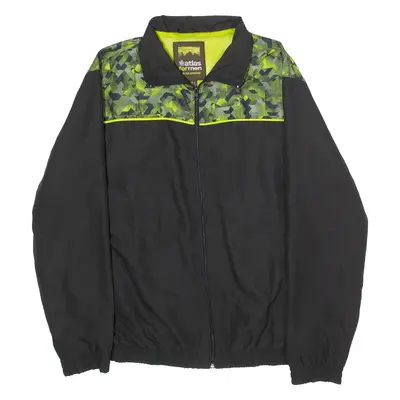 ATLAS Mens Track Jacket Black Crazy Pattern M