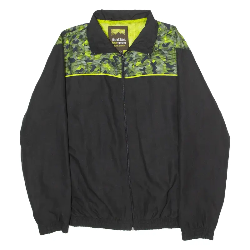 ATLAS Mens Track Jacket Black Crazy Pattern M
