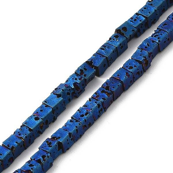 Electroplated Natural Lava Rock Beads Strands