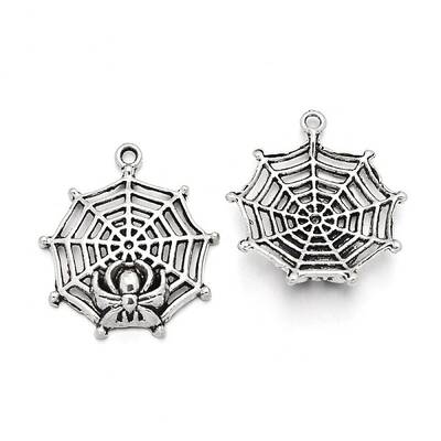 Tibetan Style Alloy Spider & Web Pendants