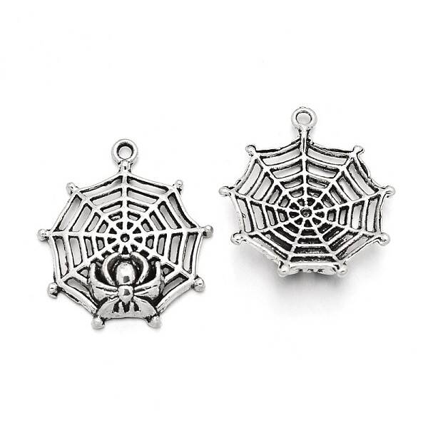 Tibetan Style Alloy Spider & Web Pendants