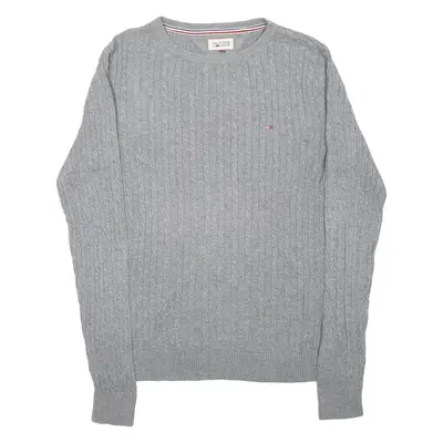 TOMMY HILFIGER Mens Jumper Grey Cable Knit M