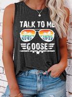 Women's Letter Print Round Neck Tank Top, Casual Sleeveless Top for All Seasons, Ladies Clothes for Daily Wear
