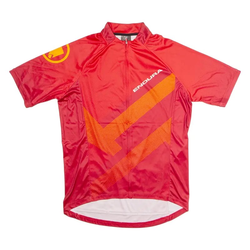 ENDURA Full Zip Cycling Mens Jersey Red High Neck S