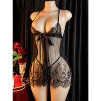 Sexy lingerie camisole dress with split skirt, including: camisole dress thong, elegant ladies' nightgown, bed temptation nig...
