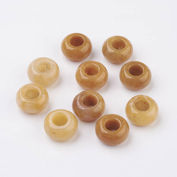 Natural Yellow Jade European Beads