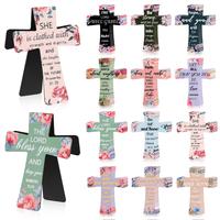 48pcs Christian Cross Bookmark Magnetic Religious Bookmark Inspirational Bookmark with Motivation Quotes Floral Cross Religio...