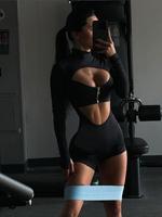 Women's Solid Color Cut Out Mock Neck Jumpsuit, Casual Comfy Breathable Jumpsuit for Gym Workout Running, Ladies Clothes for ...
