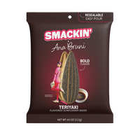 SMACKIN Sunflower Seeds TERIYAKI X ANA BRUNI LIMITED EDITION SAMPLER PACK, 6 Total 4 OZ Bags