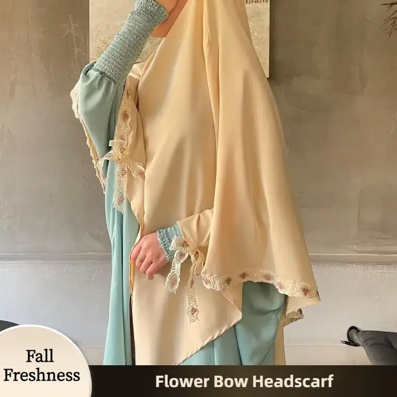 【FallFreshness】CL61 Flowery one layer nida khimar, hijab, Exquisite lace, elegant and fashionable, suitable for daily  an...