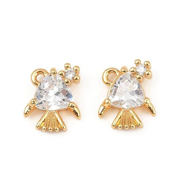 Ocean Theme Brass Micro Pave Cubic Zirconia Charms