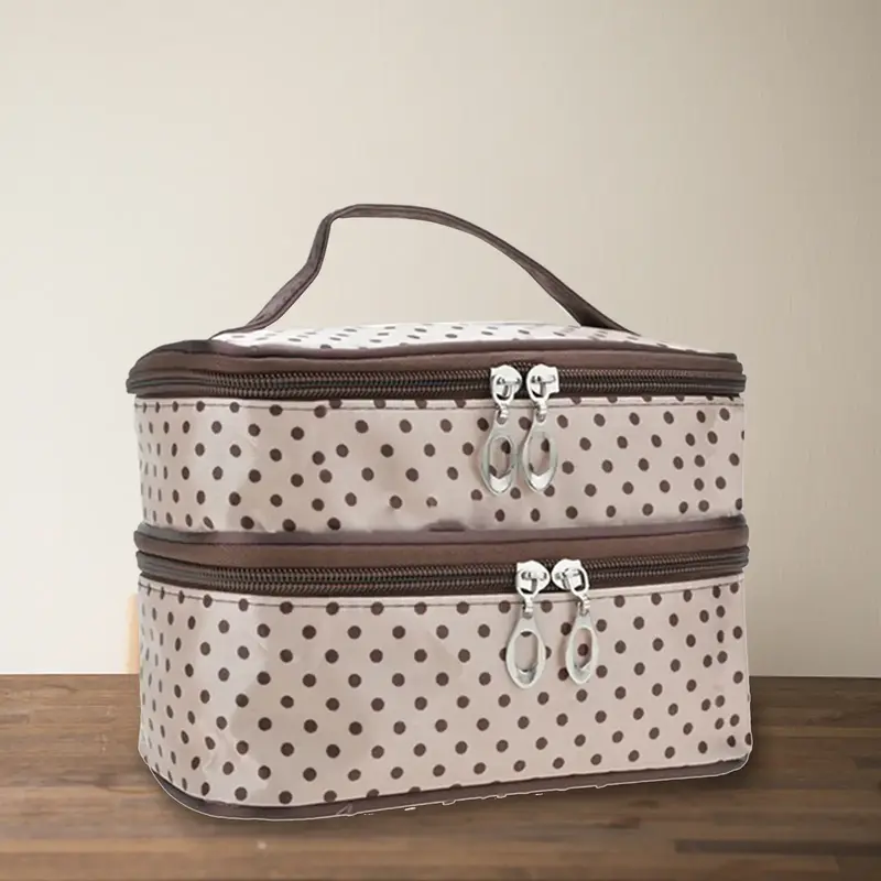 0808 Makeup Bag Flexible Double Layers Polyester Waterproof Makeup Pouch for Vacation ellie test 0630