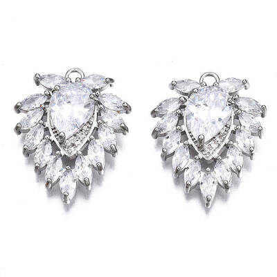 Brass Micro Pave Clear Cubic Zirconia Pendants