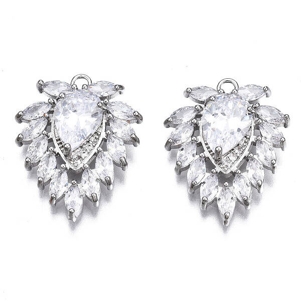 Brass Micro Pave Clear Cubic Zirconia Pendants