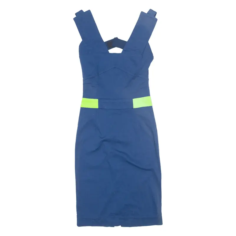 THORNTON BREGAZZI PREEN Zoe Harbour Dress Pencil Dress Blue Sleeveless Midi Womens UK 8