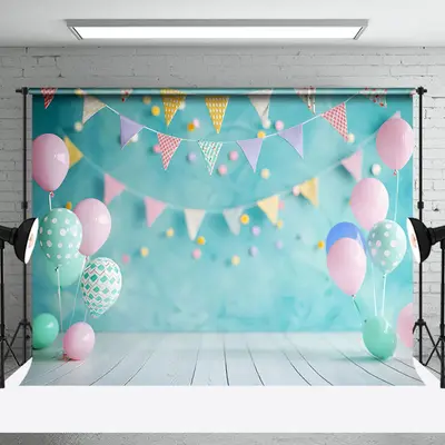 Aperturee Blurry Green Wall Balloons Cake Smash Photo Backdrop, 3X2FT(1MX0.6M), 14 USD, birthday cake smash backdrops, NYHD1I...