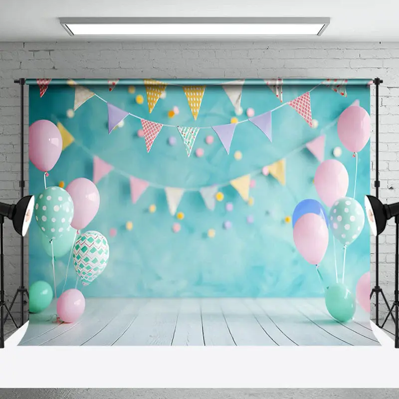 Aperturee Blurry Green Wall Balloons Cake Smash Photo Backdrop, 3X2FT(1MX0.6M), 14 USD, birthday cake smash backdrops, NYHD1I...