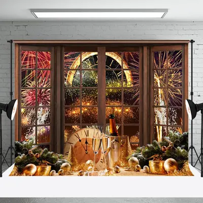 Aperturee Gold Sparkle New Year Celebration Party Backdrop