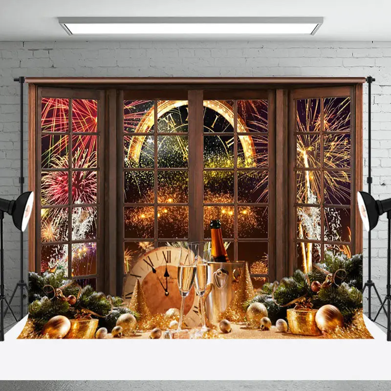 Aperturee Gold Sparkle New Year Celebration Party Backdrop