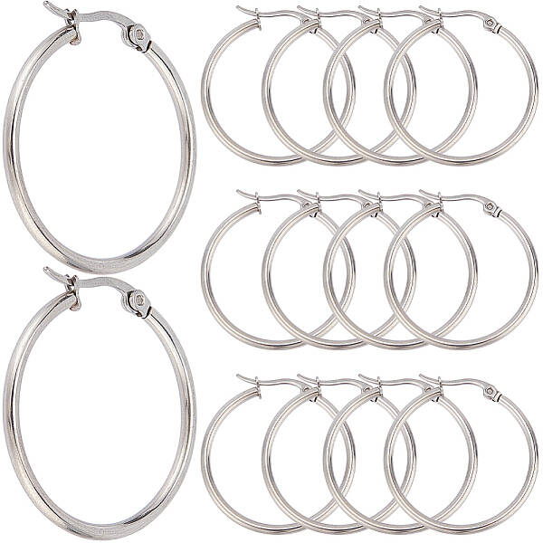 30 Pairs 304 Stainless Steel Hoop EarRing Shapes