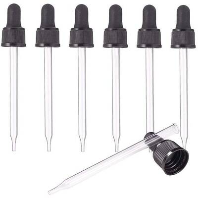 12pcs Glass Eye Droppers for Essential Oil 100ml Pressure Rotating Cover Oil Droppers Pipettes Roller Tops for Essential Oil ...