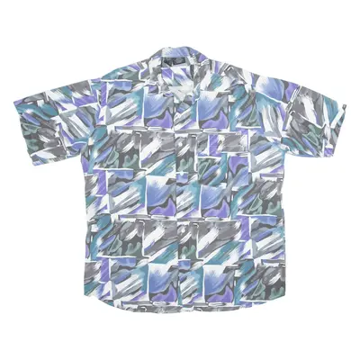 MAUI Shirt Blue Crazy Pattern Short Sleeve Mens L