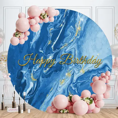 Aperturee Sea Blue Abstract Texture Round Birthday Backdrop