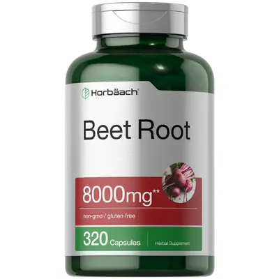 Horbäach Beet Root Powder Capsules 8000mg | 320 Pills | Non-GMO, Gluten Free Formula | High Potency Herbal Extract Supplemen...