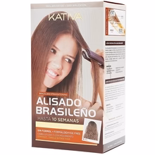Kativa Kit lisciante brasiliano per capelli castani - Kit lisciante alla cheratina 225 ml