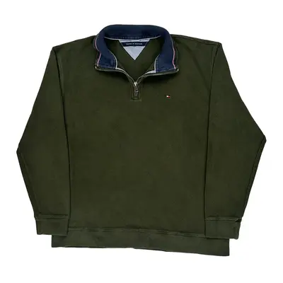 Tommy Hilfiger 1/4 Zip - 2XL Khaki Cotton