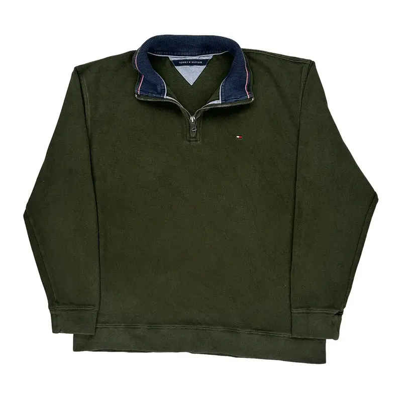 Tommy Hilfiger 1/4 Zip - 2XL Khaki Cotton