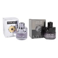 Men's Cologne Bundle - Azure Noir Pour Homme and Azure Noir Intense Natural Spray Cologne for Men - 100ml/3.4fl.oz. each - Fr...