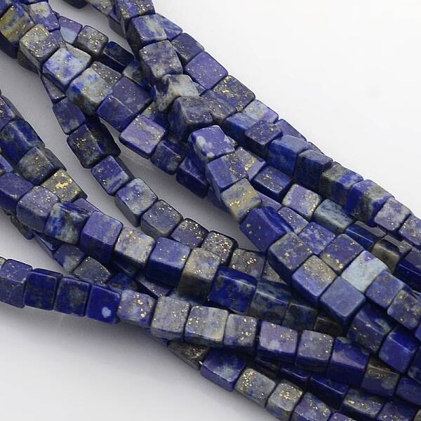 Cube Natural Lapis Lazuli Beads Strands