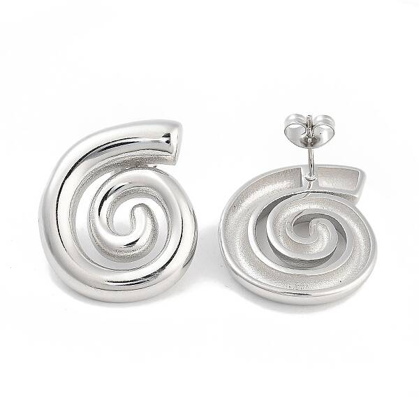 Left and Right Non-Tarnish Vortex 304 Stainless Steel Stud Earrings for Women