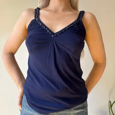 Unbranded Cami Top - Medium Navy Nylon Blend