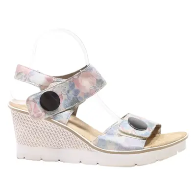 RIEKER Wedge Heels Blue Leather Womens UK 8