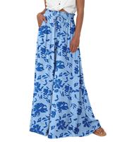BTFBM Women Casual High Waist Wide Leg Pants Summer Floral Solid Long Palazzo Pants Lounge Beach Trousers with Pockets #Outdo...
