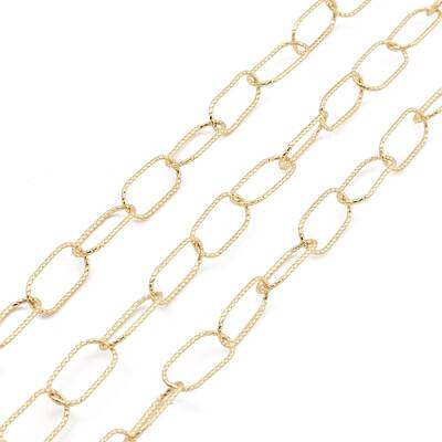 Brass Textured Oval Link Chains