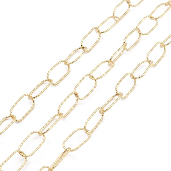 Brass Textured Oval Link Chains