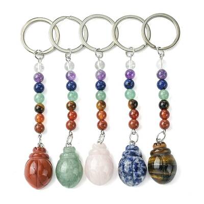 Beetle Natural Gemstone Keychain