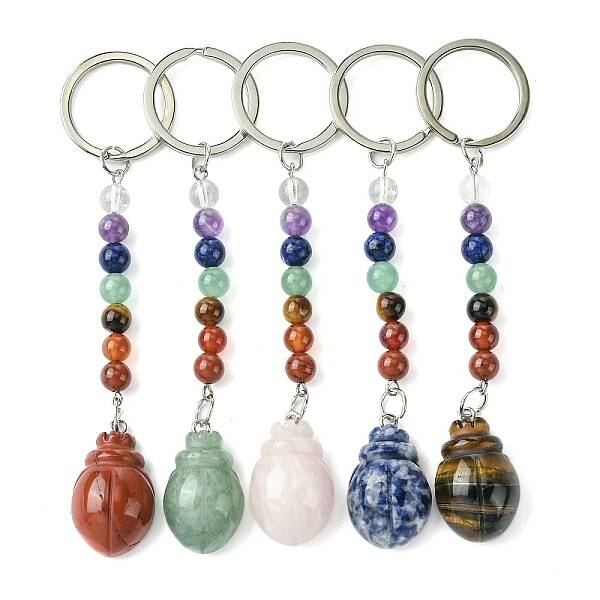 Beetle Natural Gemstone Keychain