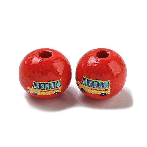 Printed Wood European Beads