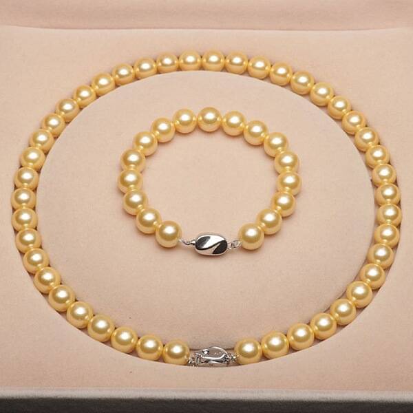 Shell Pearl Round Beaded Necklaces & Bracelets Sets for Women