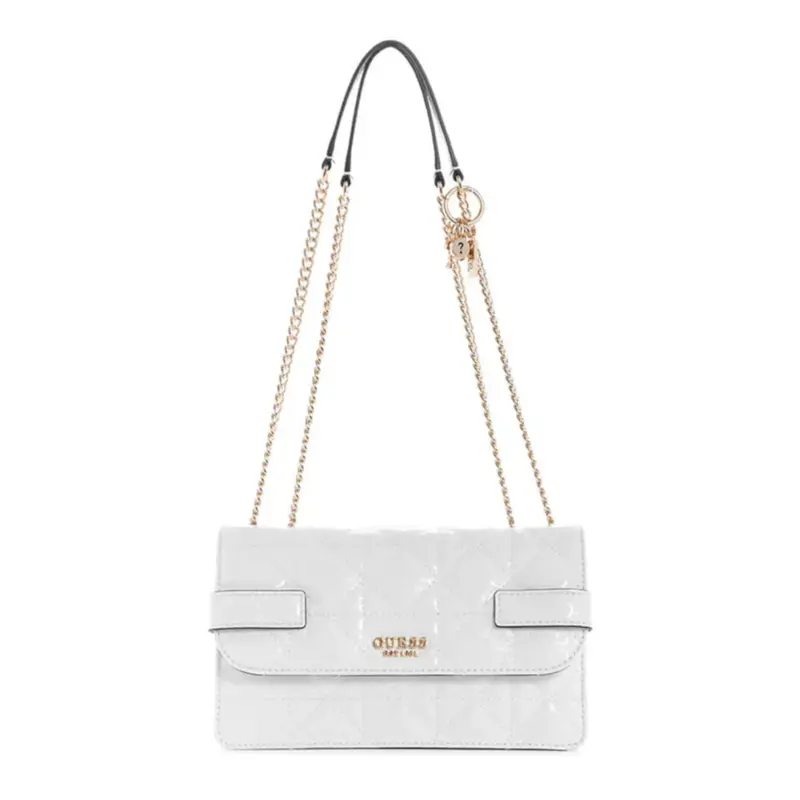 Guess, Malia, synthetic leather, fabric bag, white, GG848821, women, 25 x 15 x 9 cm