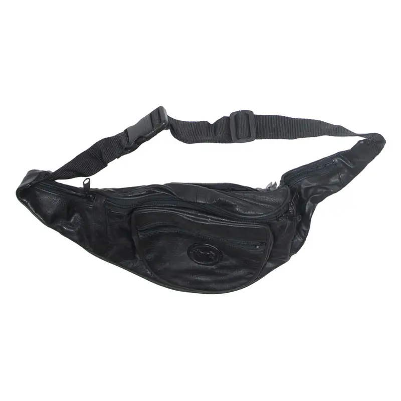 Mens Bum Bag Black Leather 90s