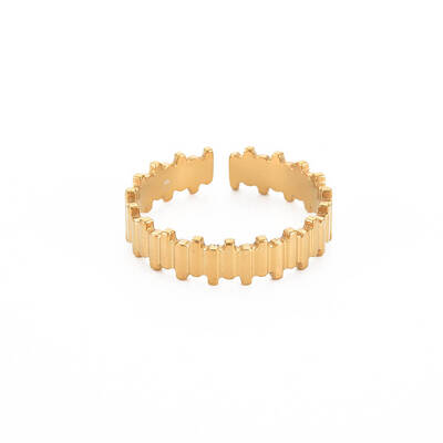 Ion Plating(IP) 304 Stainless Steel Stripe Open Cuff Ring for Women