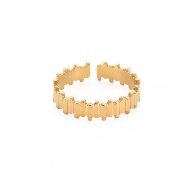 Ion Plating(IP) 304 Stainless Steel Stripe Open Cuff Ring for Women