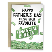 Funny Fathers Day Card - Funny Father's Day Cards for Dad - 5x7 Inch Individual Greeting Card with Kraft Envelope - Hand-Draw...